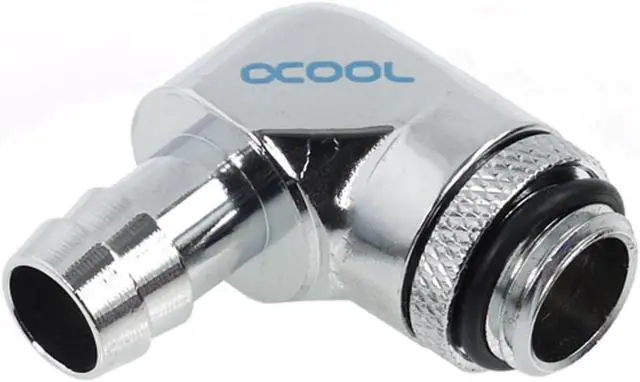Main image of Alphacool G1/4" to 10mm (3/8") Barb Fitting for Soft Tubing, 90 Degree Rotary, Chrome