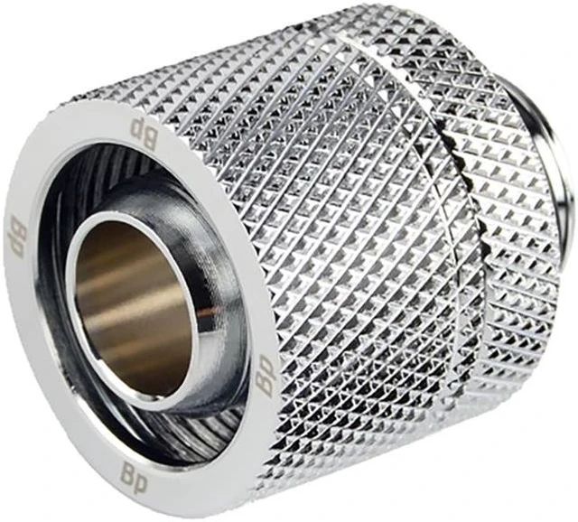 Alt view image 2 of 4 - Bitspower G1/4" to 3/8" ID, OD 5/8" OD Compression Fitting for Soft Tubing, CC3 Ultimate, Silver Shining, 4-pack