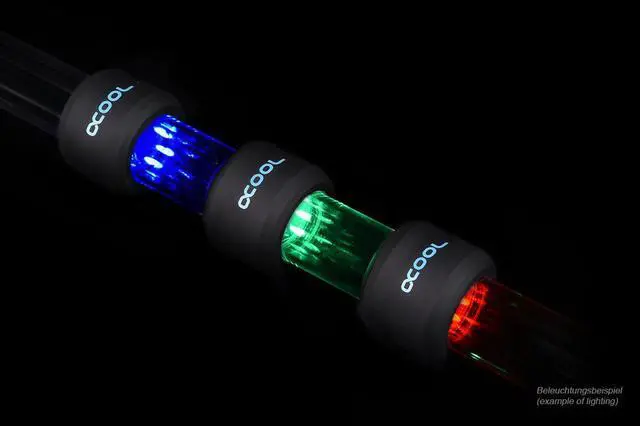 Alt view image 7 of 15 - Alphacool Aurora HardTube LED Ring for 13mm OD Tubing, Deep Black, RGB LEDs