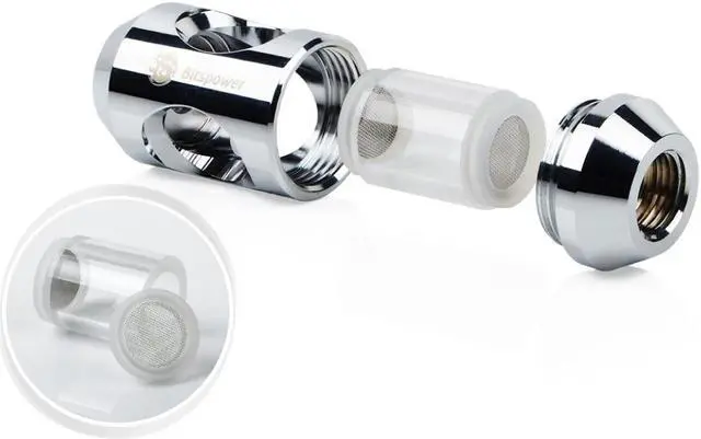 Alt view image 2 of 6 - Bitspower G1/4" In-Line Filter, Silver Shining