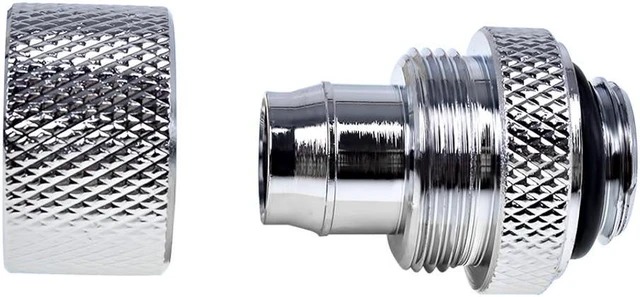 Alt view image 5 of 9 - Alphacool Eiszapfen G1/4" to 10mm ID, 13mm OD Compression Fitting for Soft Tubing, Chrome, 6-pack