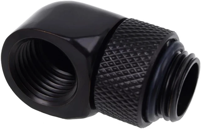 Alt view image 3 of 7 - Alphacool Eiszapfen G1/4" Male to Female Extender, 90 Degree Rotary, Deep Black, 4-pack
