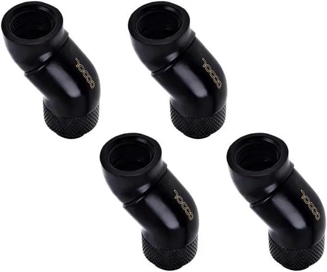 Main image of Alphacool Eiszapfen G1/4" Male to Female Extender, Double 45 Degree / 2x Rotary, Deep Black, 4-pack