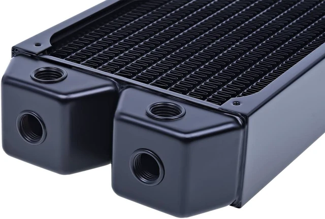 Alt view image 4 of 9 - Alphacool NexXxos XT45 Full Copper Radiator 280, 140mm x 2, Dual Fan, Black
