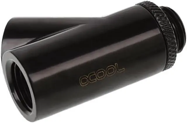 Alt view image 2 of 5 - Alphacool Eiszapfen G1/4" Y-Connector Fitting, Male to 2x Female, 45� Rotary, Deep Black