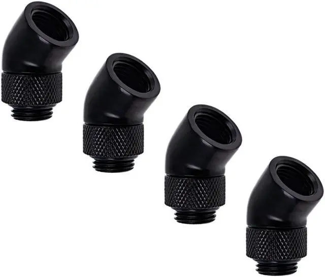 Main image of Alphacool Eiszapfen G1/4" Male to Female Extender, 45 Degree Rotary, Deep Black, 4-pack