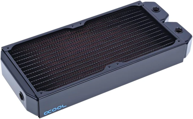 Alt view image 3 of 9 - Alphacool NexXxos XT45 Full Copper Radiator 280, 140mm x 2, Dual Fan, Black
