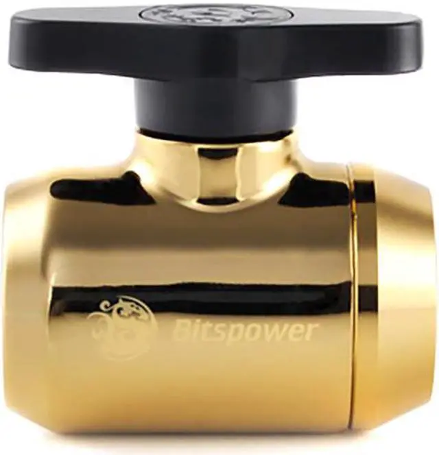 Main image of Bitspower G1/4" Mini Valve with Black Handle, True Brass Body
