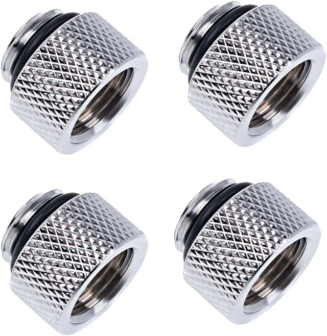 Main image of Alphacool Eiszapfen G1/4" Male to Female 10mm Extender Fitting, Chrome, 4-pack