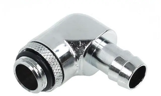 Alt view image 2 of 5 - Alphacool G1/4" to 10mm (3/8") Barb Fitting for Soft Tubing, 90 Degree Rotary, Chrome