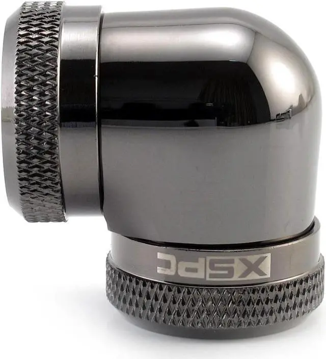 Alt view image 3 of 7 - XSPC 10mm ID, 14mm OD Rigid Tubing 90 Degree Elbow Fitting, Black Chrome, 4-pack