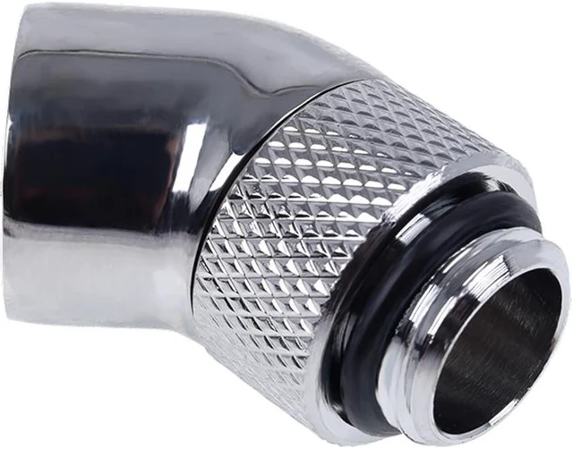 Alt view image 2 of 7 - Alphacool Eiszapfen G1/4" Male to Female Extender, 45 Degree Rotary, Chrome, 4-pack