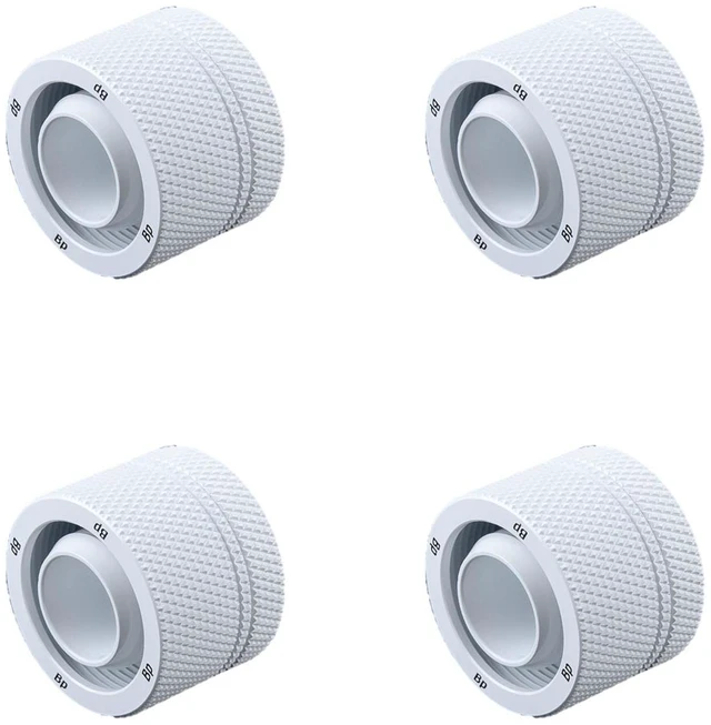 Main image of Bitspower G1/4" to 1/2" ID, OD 3/4" OD Compression Fitting for Soft Tubing, CC5 Ultimate, Deluxe White, 4-pack