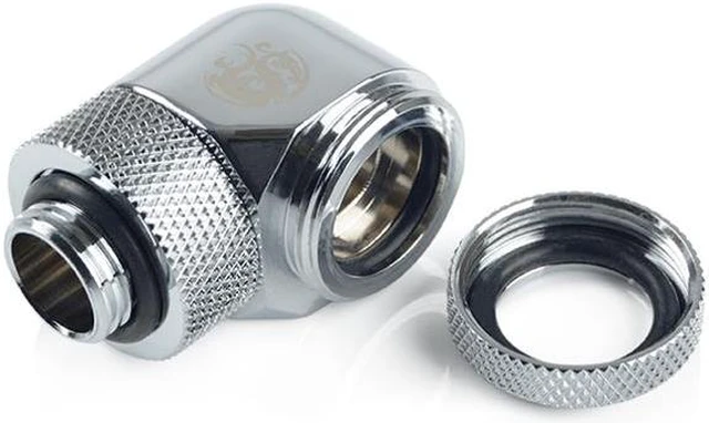 Alt view image 2 of 4 - Bitspower G1/4" to Enhance Multi-Link Adapter Fitting for 14mm OD Rigid Tubing, 90 Degree Rotary, Silver Shining, 4-pack