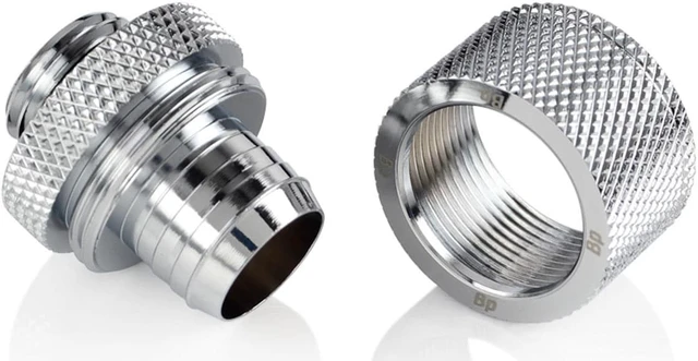 Alt view image 4 of 4 - Bitspower G1/4" to 1/2" ID, OD 3/4" OD Compression Fitting for Soft Tubing, CC5 Ultimate, Silver Shining, 4-pack