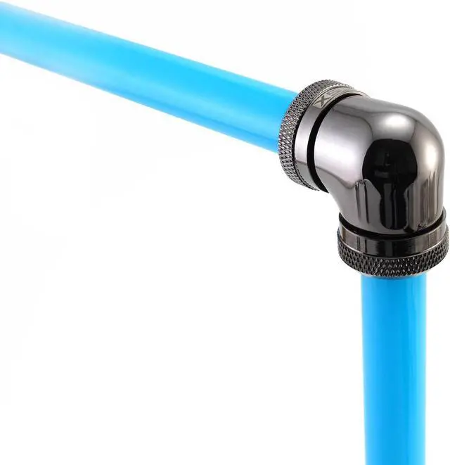 Alt view image 7 of 7 - XSPC 10mm ID, 14mm OD Rigid Tubing 90 Degree Elbow Fitting, Black Chrome, 4-pack