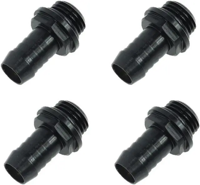 Main image of Alphacool HF G1/4" to 10mm ID "FatBoy" Barb Fitting for Soft Tubing, Deep Black, 4-pack