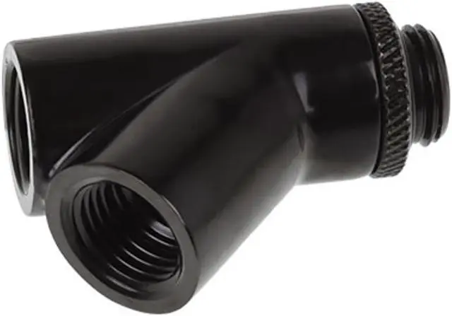 Alt view image 3 of 5 - Alphacool Eiszapfen G1/4" Y-Connector Fitting, Male to 2x Female, 45� Rotary, Deep Black