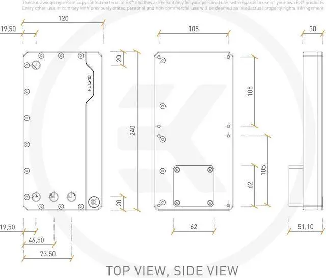 Alt view image 7 of 7 - EKWB EK-Quantum Kinetic FLT 240 Pump/Reservoir Combo, DDC PWM, D-RGB, Plexi