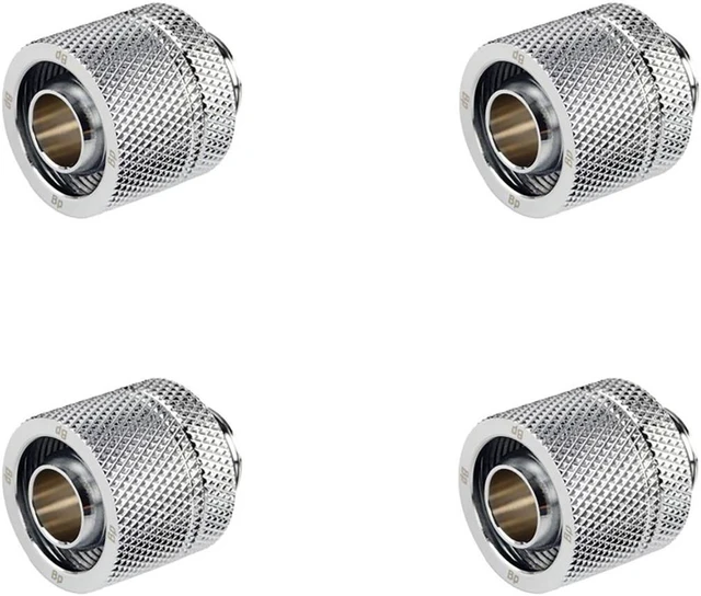 Main image of Bitspower G1/4" to 3/8" ID, OD 5/8" OD Compression Fitting for Soft Tubing, CC3 Ultimate, Silver Shining, 4-pack
