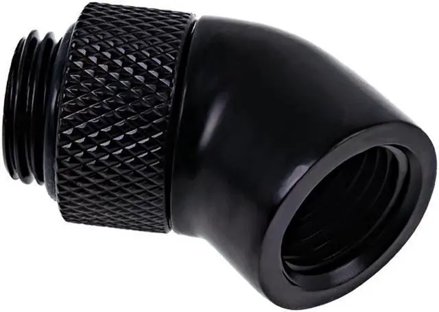 Alt view image 3 of 7 - Alphacool Eiszapfen G1/4" Male to Female Extender, 45 Degree Rotary, Deep Black, 4-pack