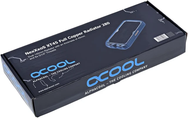 Alt view image 7 of 9 - Alphacool NexXxos XT45 Full Copper Radiator 280, 140mm x 2, Dual Fan, Black