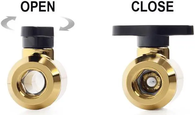 Alt view image 3 of 8 - Bitspower Mini Valve with Rotary G1/4" Extender and Inner G1/4" port, True Brass