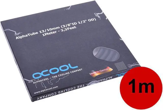 Main image of Alphacool Alphatube HF Tubing 10mm ID, 13mm OD (3/8" ID, 1/2" OD), 1 meter, UV Black