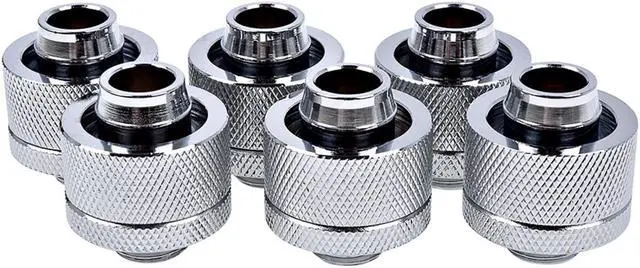 Alt view image 4 of 9 - Alphacool Eiszapfen 1/2" ID x 3/4" OD G1/4 Compression Fitting - Chrome Sixpack (17241)