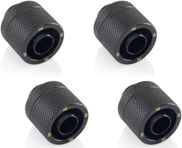 Main image of Bitspower G1/4" to 3/8" ID, OD 5/8" OD Compression Fitting for Soft Tubing, CC3 Ultimate, Matte Black, 4-pack