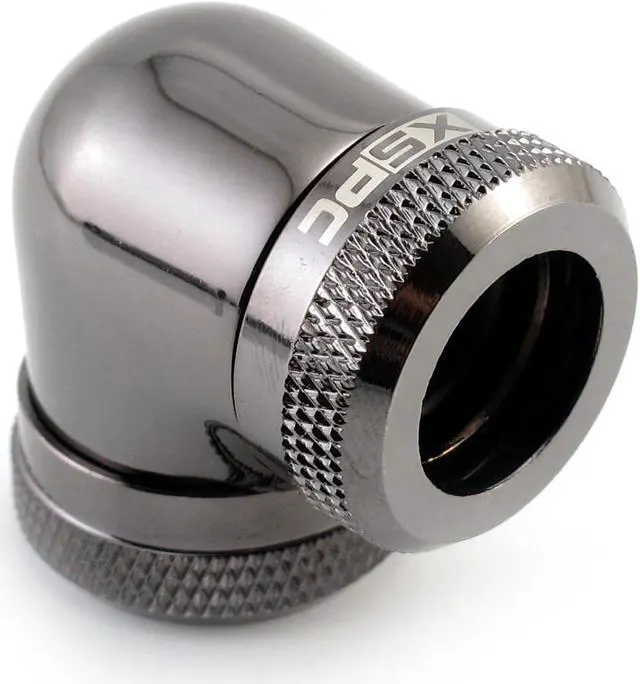 Alt view image 2 of 7 - XSPC 10mm ID, 14mm OD Rigid Tubing 90 Degree Elbow Fitting, Black Chrome, 4-pack
