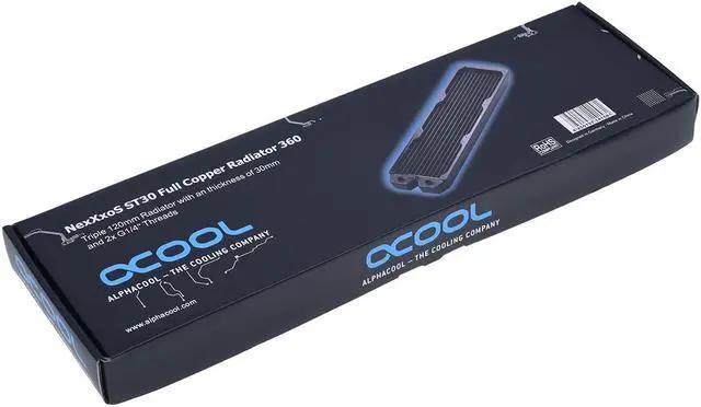 Alt view image 6 of 10 - Alphacool NexXxos ST30 Full Copper Radiator 360, 120mm x 3, Triple Fan, Black