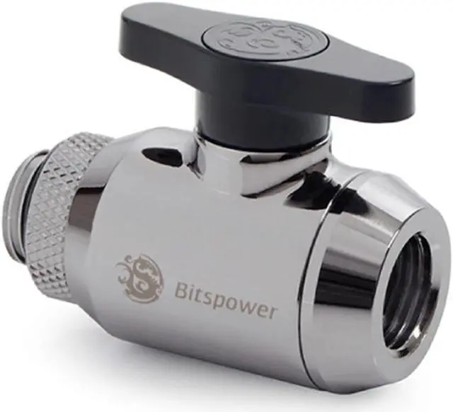 Main image of Bitspower Mini Valve with Rotary G1/4" Extender and Inner G1/4" port, Black Sparkle