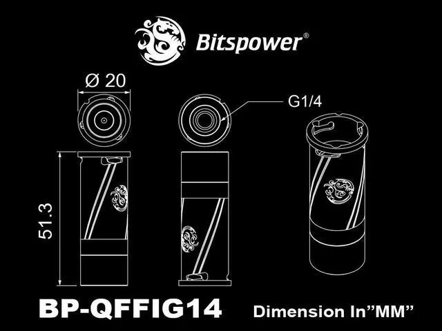 Alt view image 4 of 4 - Bitspower Quick Disconnect Female Fitting with Rotary IG1/4" Extender, Silver Shining