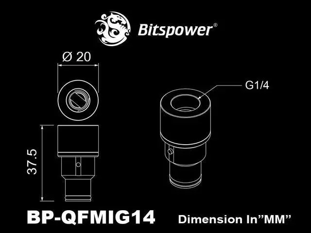 Alt view image 4 of 8 - Bitspower Quick Disconnect Male Fitting with G1/4" Female Extender, Silver Shining
