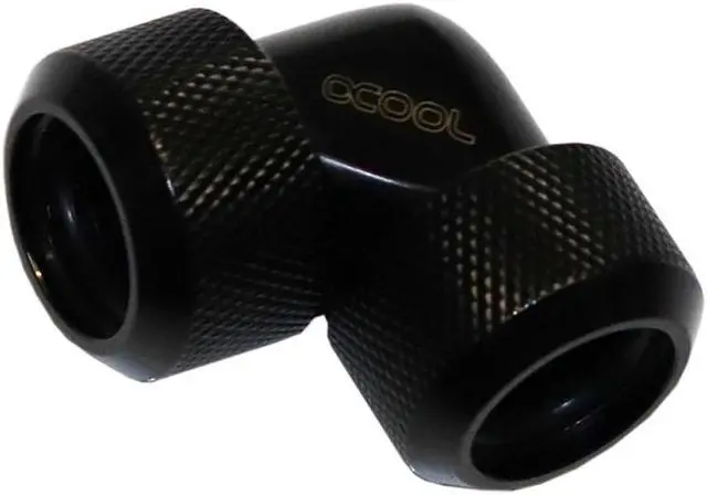 Alt view image 4 of 6 - Alphacool Eiszapfen 16mm HardTube Compression Fitting Dual 90° L-Connector For Plexi - Brass Tubes - Knurled - Deep Black (17446)