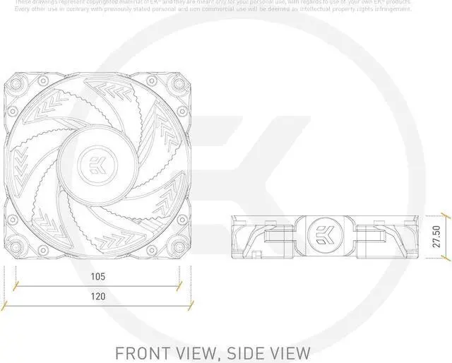 Alt view image 7 of 7 - EKWB EK-Vardar X3M 120ER PWM 120mm Fan, 500-2200 RPM, Black