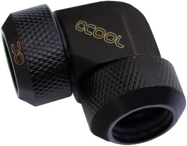 Alt view image 4 of 6 - Alphacool Eiszapfen Hard Tube Compression Fitting, 13mm OD, 90?, Deep Black