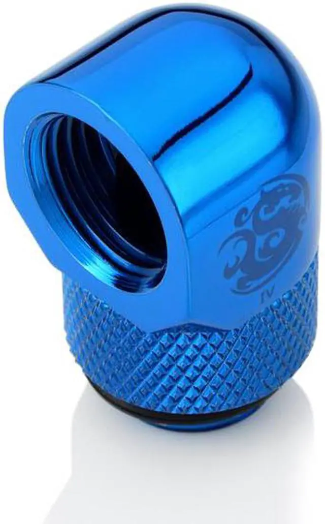 Alt view image 3 of 3 - Bitspower G1/4" Male to Female Extender Fitting, 90 Degree Rotary, Royal Blue