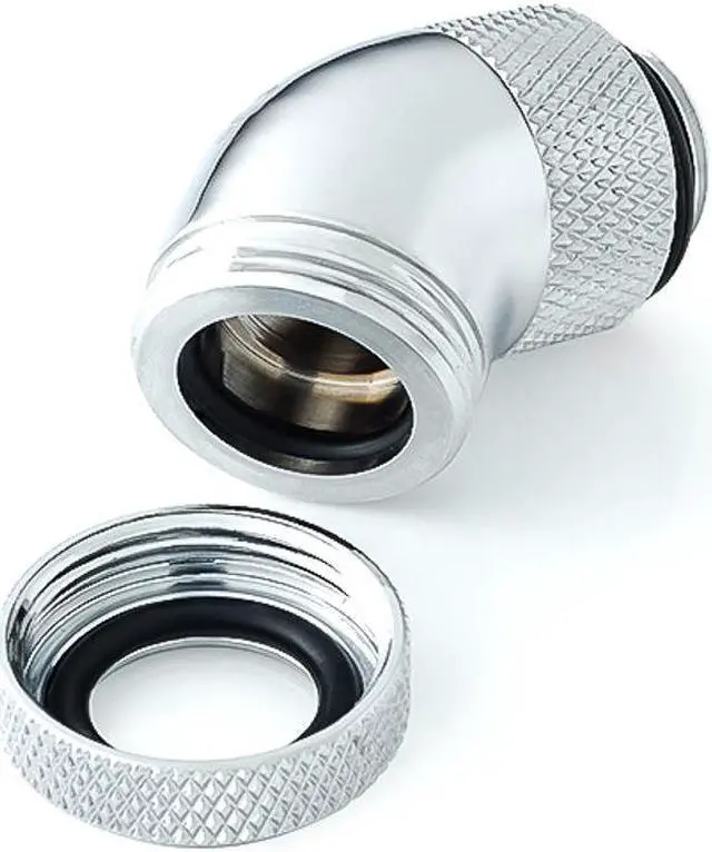 Alt view image 3 of 3 - Bitspower G1/4" to Enhance Multi-Link Adapter Fitting for 12mm OD Rigid Tubing, 45 Degree Rotary, Silver Shining