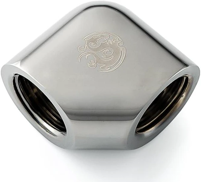 Main image of Bitspower G1/4" Female to Female Extender Fitting, 90 Degree Angle, Black Sparkle