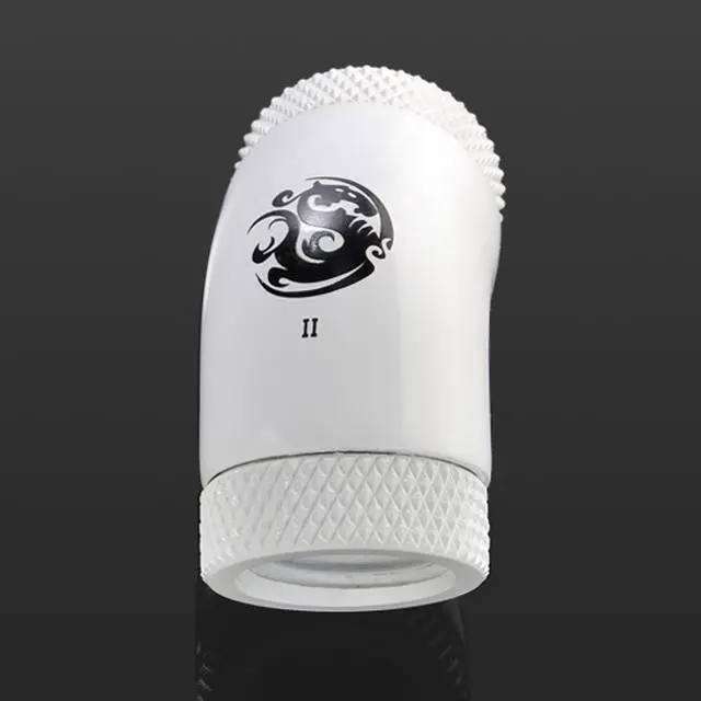 Alt view image 4 of 4 - Bitspower G1/4" Female to Female Extender Fitting, 45 Degree Dual Rotary, Deluxe White