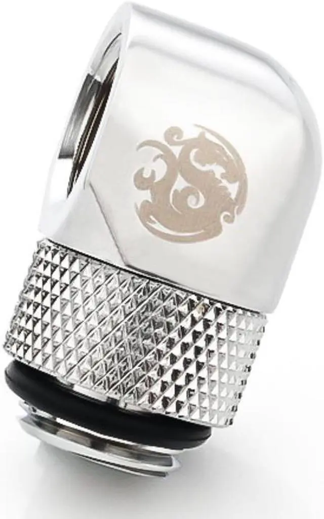 Alt view image 9 of 11 - Bitspower G1/4" Male to Female Extender Fitting, 90? Rotary, Silver Shining