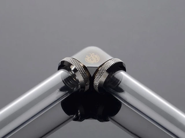 Alt view image 3 of 3 - Bitspower Dual Enhance Multi-Link Adapter Fitting for 16mm OD Rigid Tubing, 90? Angle (For Use with Bitspower Rigid Tubing Only), Black Sparkle
