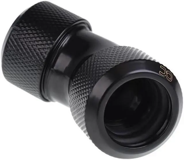 Alt view image 5 of 7 - Alphacool Eiszapfen 16mm HardTube Compression Fitting 45° L-connector for Plexi- Brass Tubes - Knurled - Deep Black (17405)