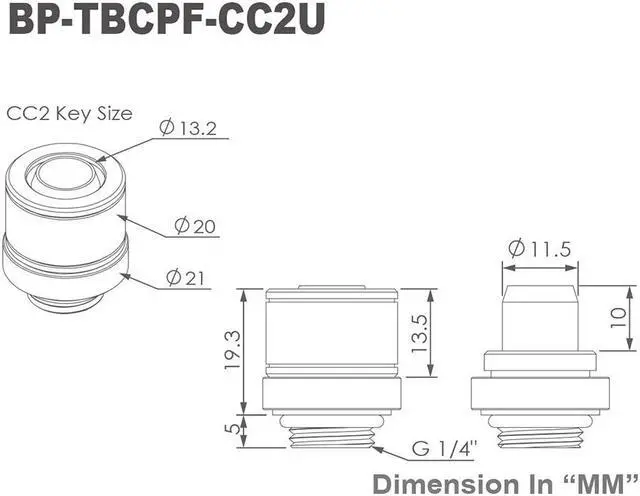 Alt view image 3 of 3 - Bitspower G1/4" to 3/8" ID, 1/2" OD Compression Fitting for Soft Tubing, CC2 Ultimate, True Brass
