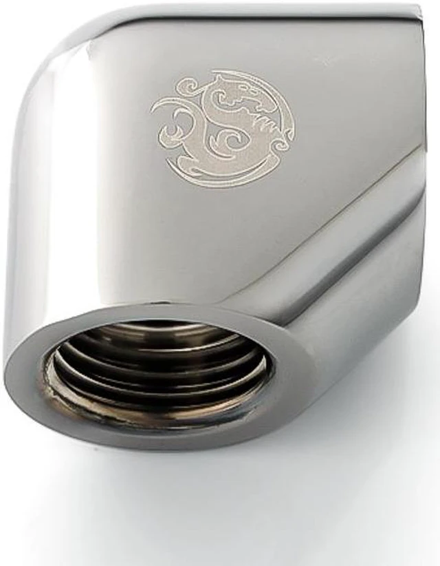 Alt view image 3 of 3 - Bitspower G1/4" Female to Female Extender Fitting, 90 Degree Angle, Black Sparkle