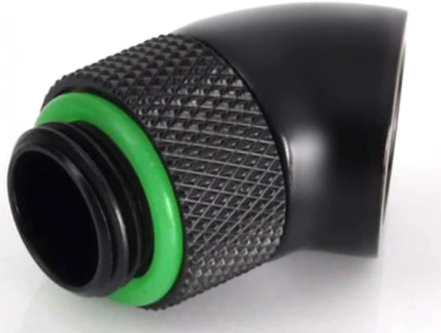 Alt view image 3 of 3 - Bitspower G1/4" Male to Female Extender Fitting, 45 Degree Rotary, Matte Black