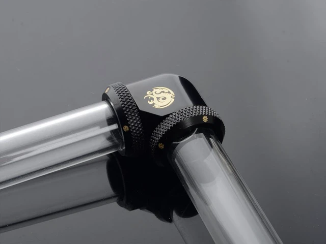 Alt view image 3 of 3 - Bitspower Dual Enhance Multi-Link Adapter Fitting for 16mm OD Rigid Tubing, 90 Degree Angle, Matte Black