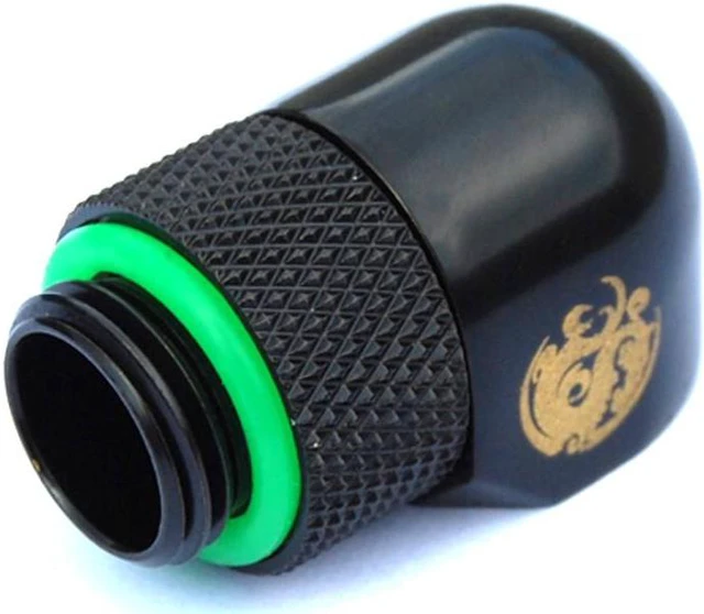 Alt view image 11 of 12 - Bitspower G1/4" Male to Female Extender Fitting, 90? Rotary, Matte Black